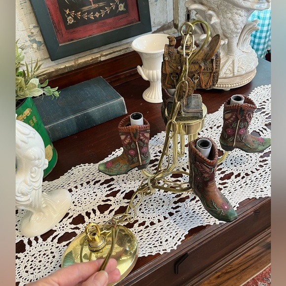 Rustic OOAK Cowboy Boot Chandelier - Picture 7 of 16